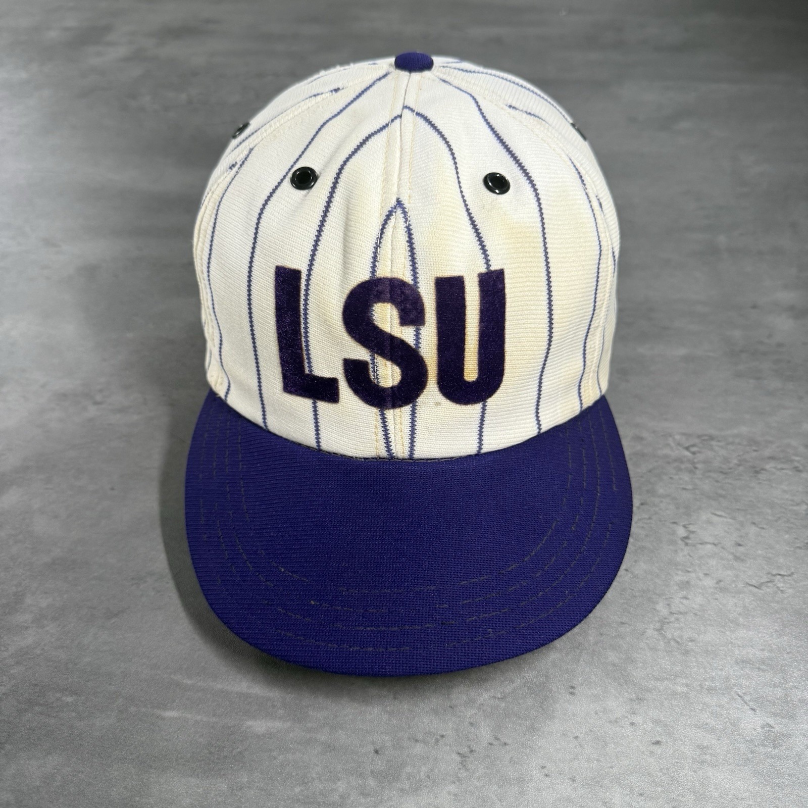 Vintage 60s 70s Lsu Tigers Snapback Hat White Purple Pinstripe Usa Made Trucker